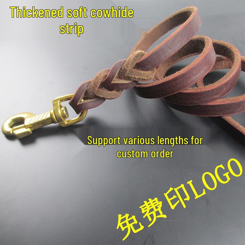 Genuine Cowhide Leather Dog Leash for Golden Retrievers & German Shepherds - Durable Walking Rope