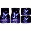 4pcs Purple Blue Butterfly Print Car Floor Mats | Durable Waterproof Universal Fit Automotive Carpet Set for Women, Interior Car Care, Decorative Mats