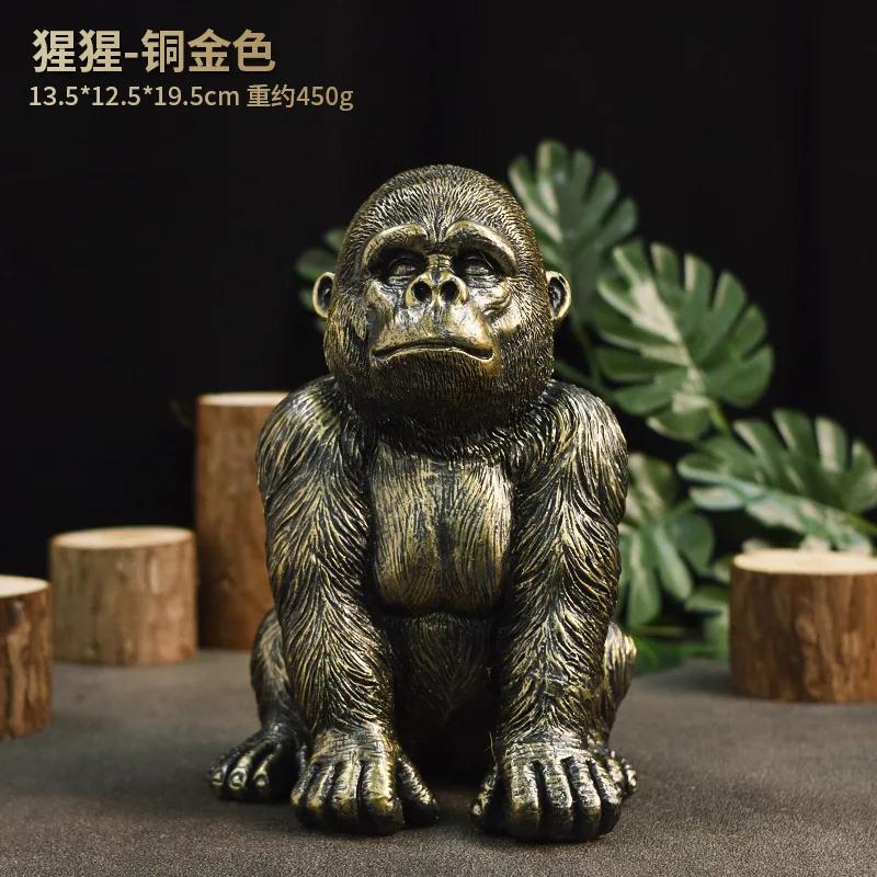 Black Gold Gorilla King Kong Statue Resin Crafts Antique Gorilla Desk Ornament Handmade Animal Figurine Living Room Bedroom