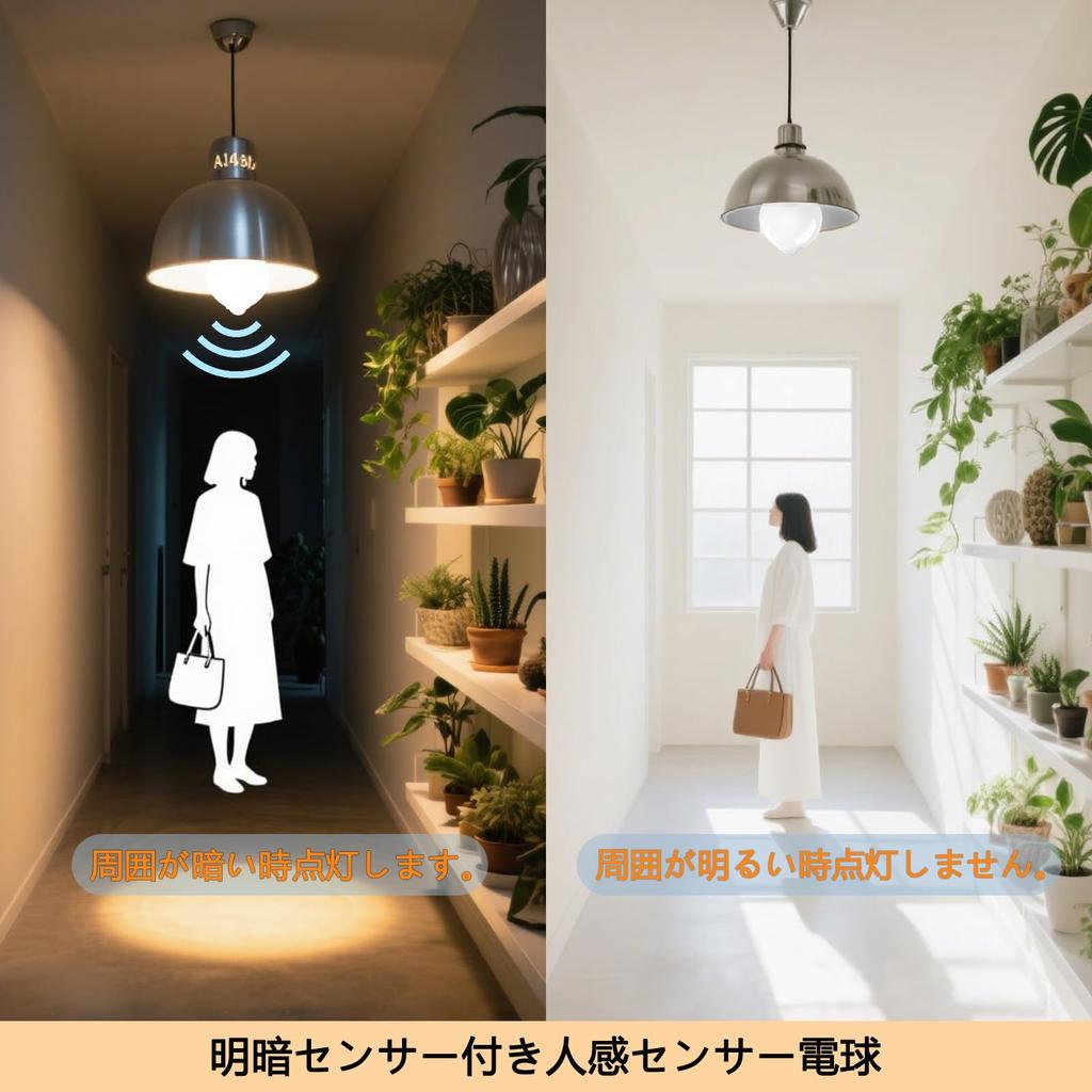 Pispoer LED Light Bulb with Light Sensor and Motion Sensor, E26 Base, Equivalent To an 80W Halogen Bulb, Color Temperature 6000K, 2-pack.