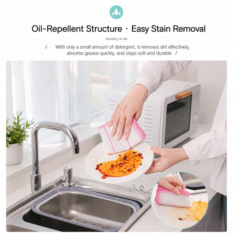 Kitchen Towels Cotton Dishcloth Super Absorbent Non-stick Oil Reusable Cleaning Cloth Daily Dish Towels Household Scouring Rags