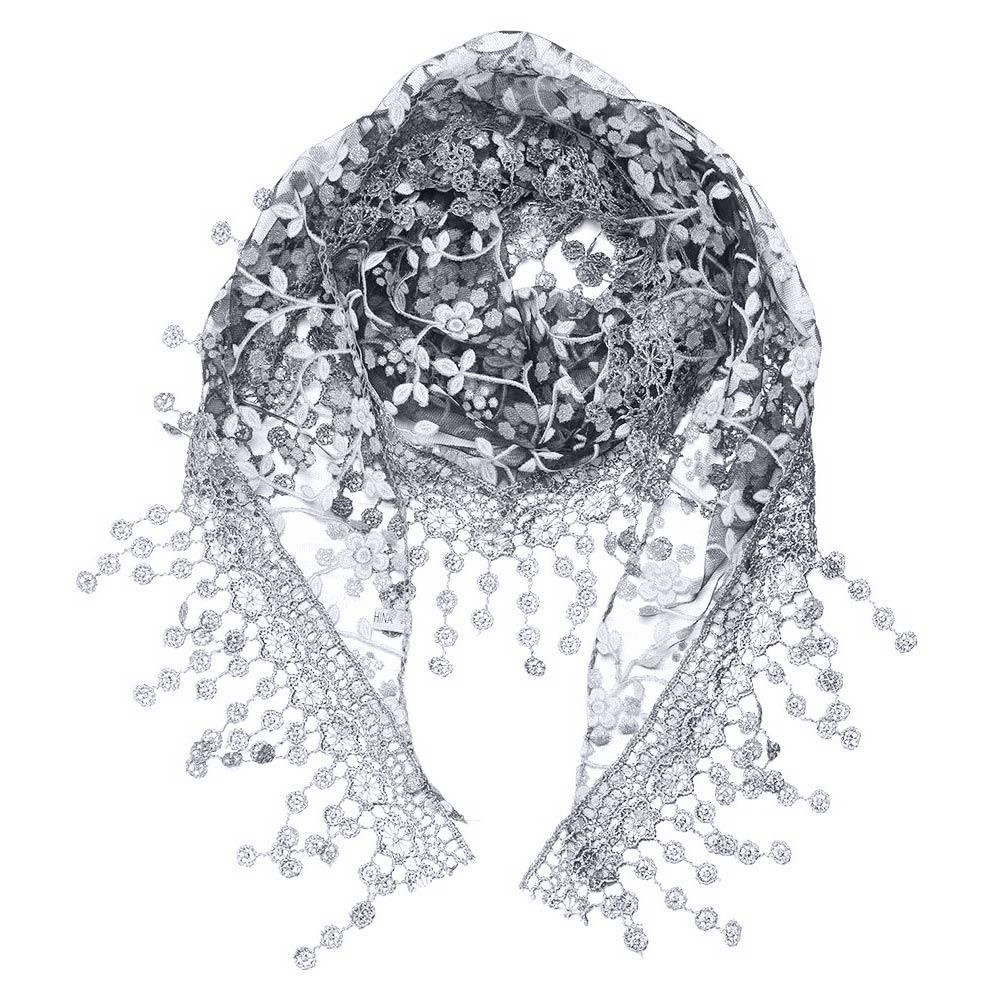 Sun Protection Sunscreen Triangle Scarf Floral Lace Hollow Out Silk Hijab Tassel Shawls Scarves