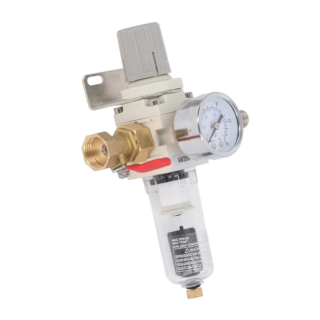 Filtru automat de scurgere, filtru de umiditate pentru compresor de intrare NPT de 1/2 inch cu manometru de 150 PSI