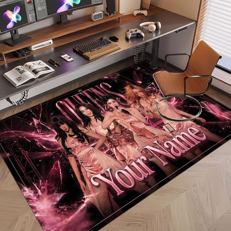 Custom Name Crystal Velvet Rug,aespa Comfortable Anti Slip Floor Mat For Room Decoration