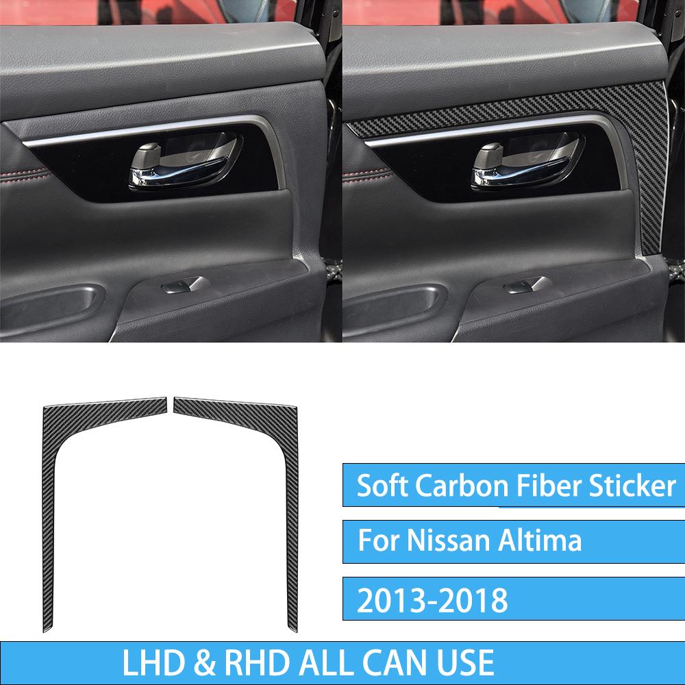 For Nissan Altima 2013-2018 Real Carbon Fiber Rear Door Trim Strip Sticker Auto Interior Decorative Decal Accessory