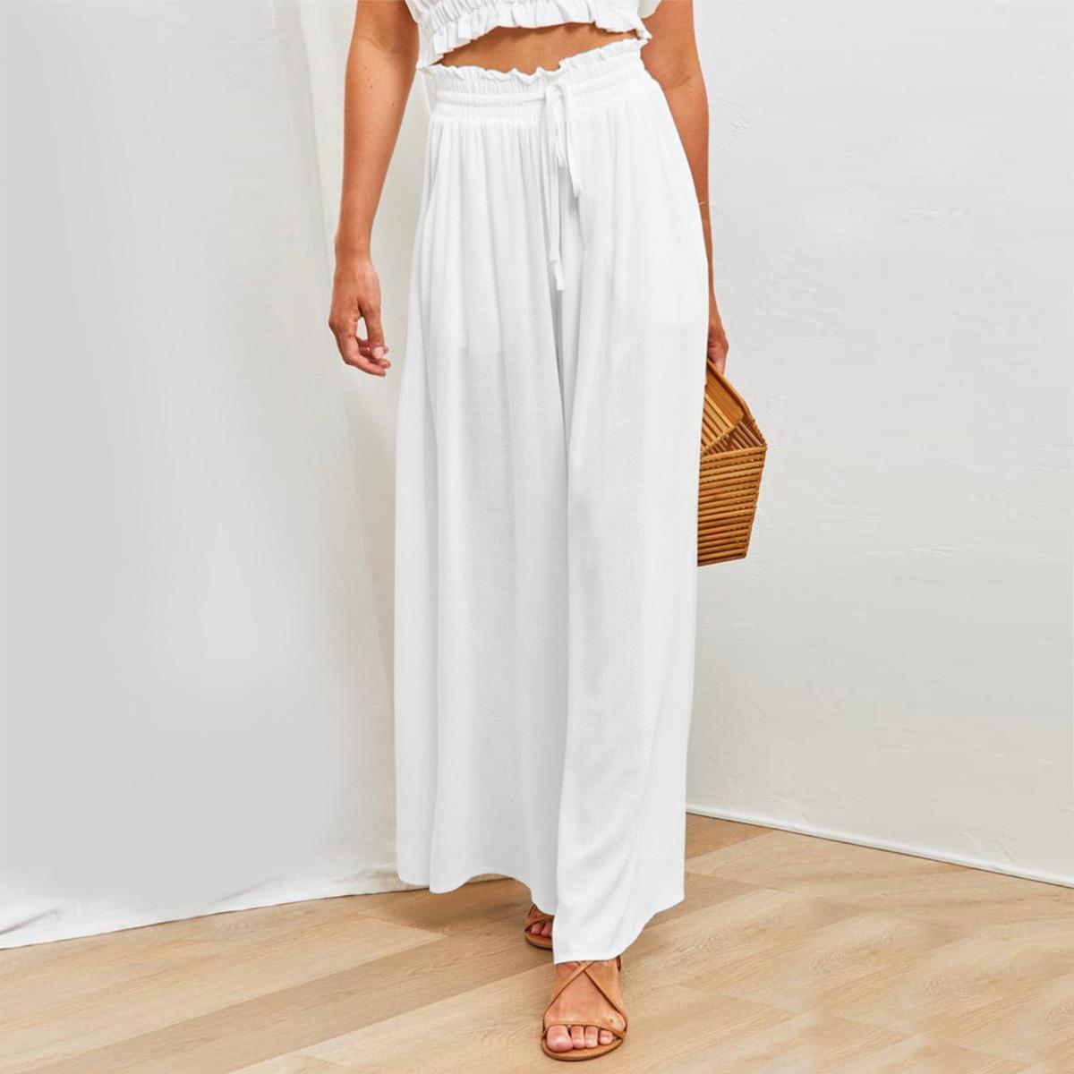 

Women s High Waist Loose Wide Leg Pants in Beige, Pink, Black - Comfortable Casual Trousers XL