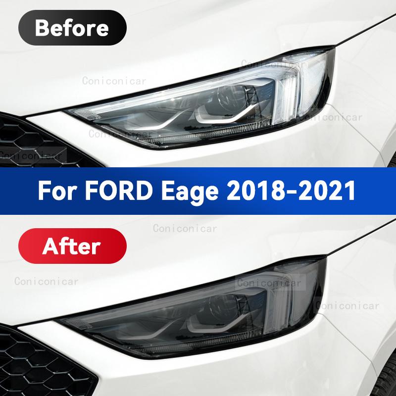 For FORD EDGE 2015-2021 2020 Car Headlight Black TPU Protective Cover Film Front Light Tint Change Color Sticker Accessories