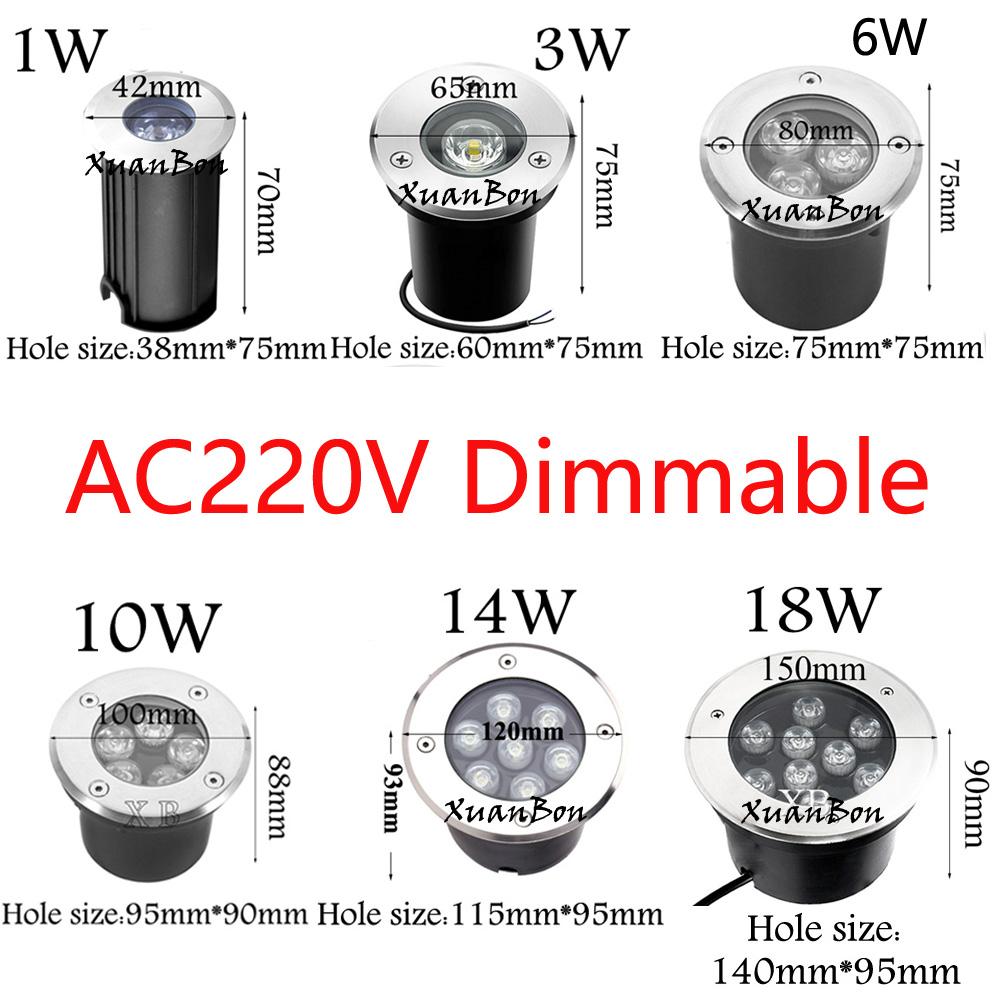 Dimmable Outdoor Lighting 3W 6W 10W 18W Garden Yard Step Stairs Floor Deck LED Recessed Inground Lamps LED Underground Spotlight