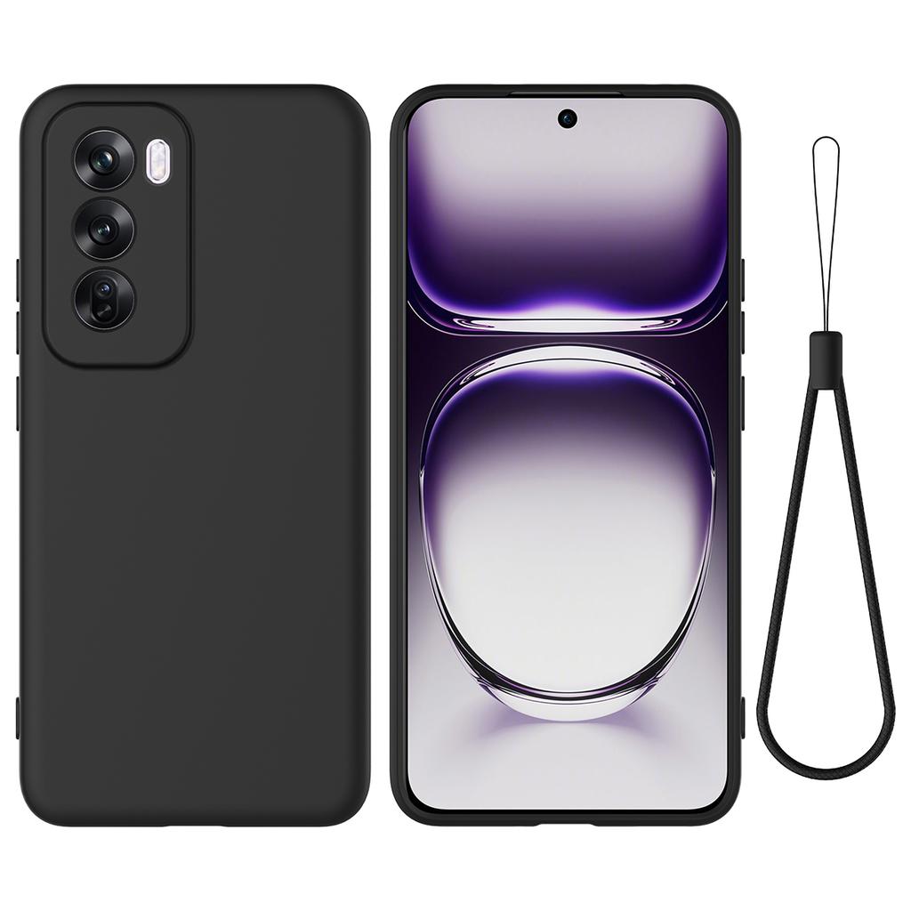 For Oppo Reno12 5G (Global) Protective Case Liquid Silicone Phone Cover with Wrist Strap