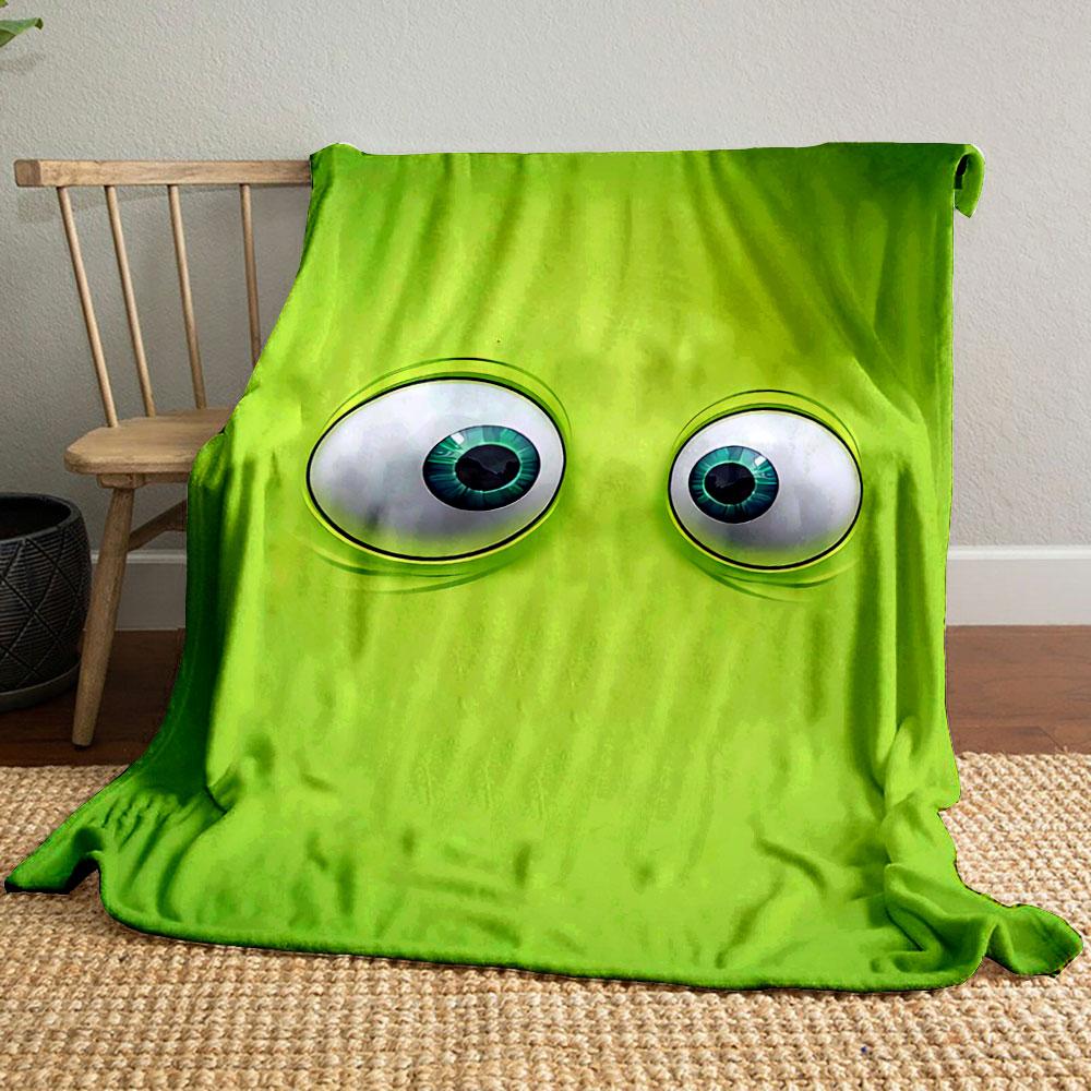 Two Large, Cartoonish Eyes On a Bright Green Background. for All Seasons Blanket Lunch Break Throw Gift