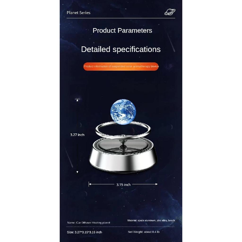Rotating Car Air Freshener Solar Floating Earth Mars Stocking Stuffers Car Perfume Aromatherapy Diffuser Car Interior Decoration Accessories Car