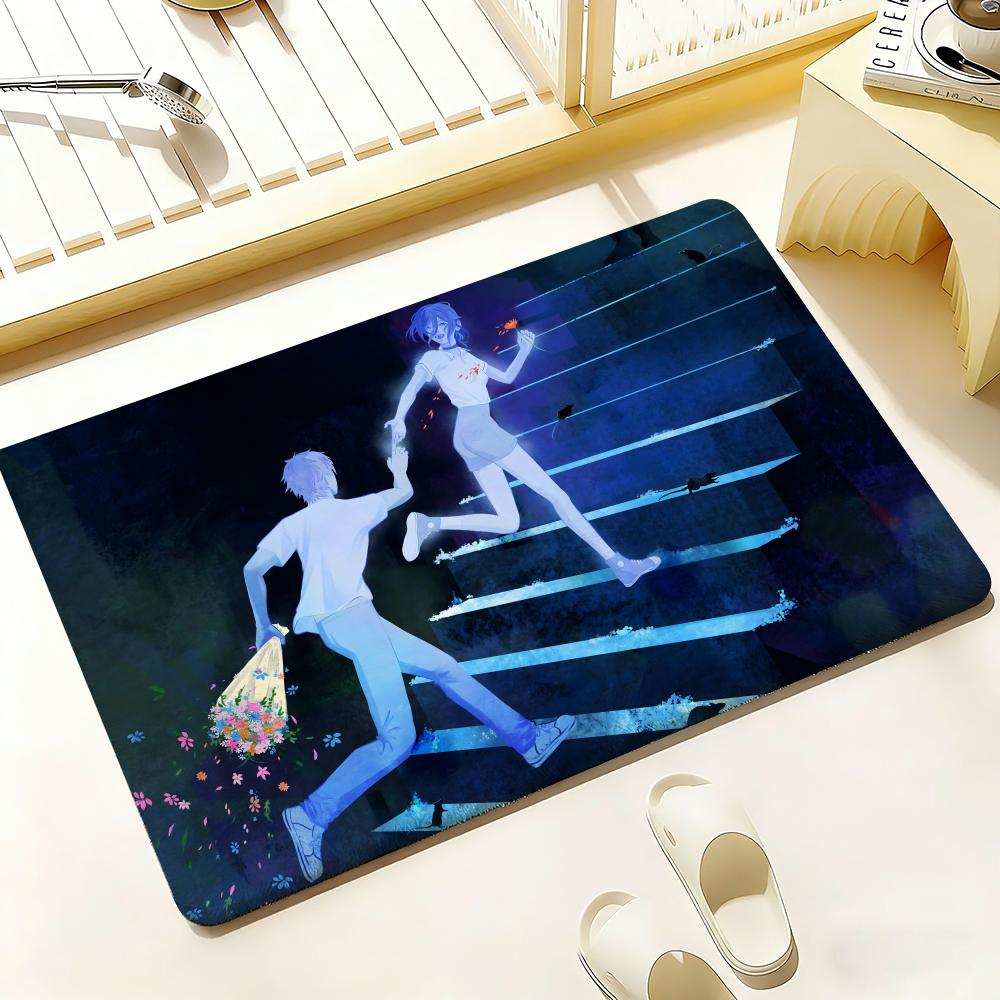 C-Chainsaw Man Floor Mat Bedroom Living Room Flannel Door Mat Non-Slip Home Decor