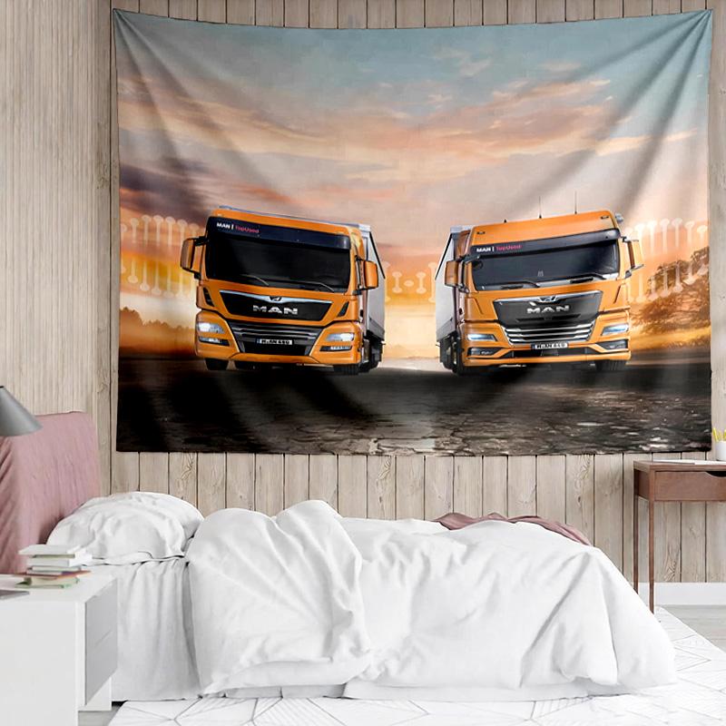 MAN LKW Wandteppich für Schlafzimmer Ästhetische Klassenzimmer Wandteppiche Wandbehang für Wohnzimmer Studentenwohnheim Büro, Ideales Kreatives Geschenk