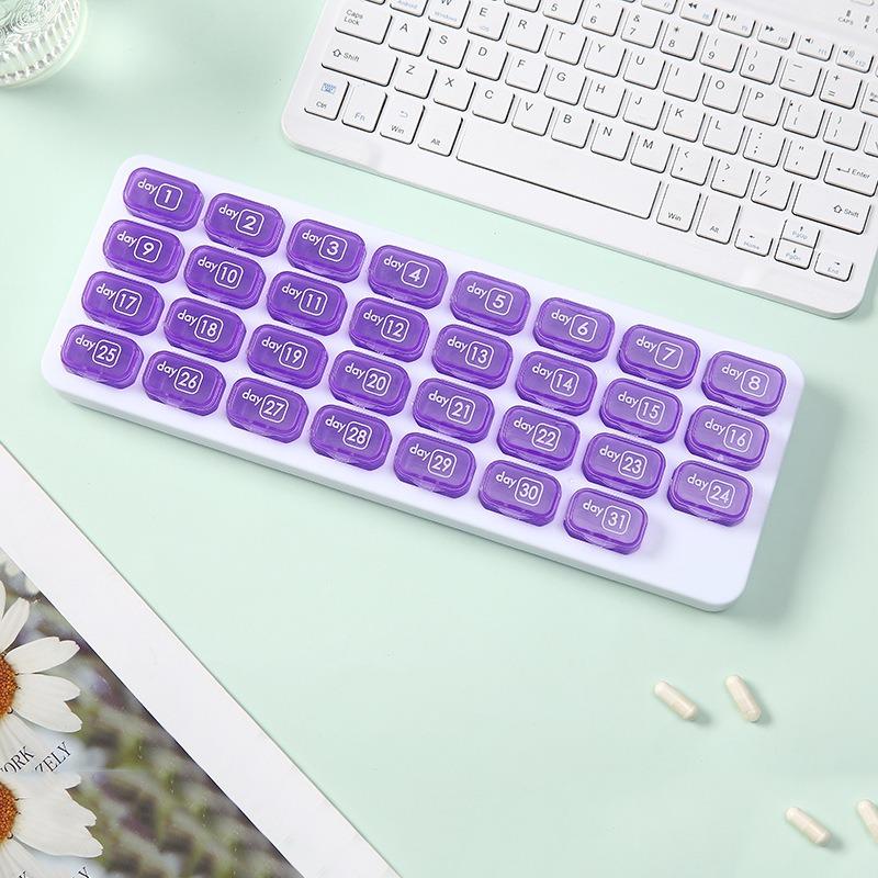 New Hot Premuim Portable 31 Day Monthly Pill Organizer Storage Case Box Holder for Daily Medicine Vitamin Fish Oils Supplement