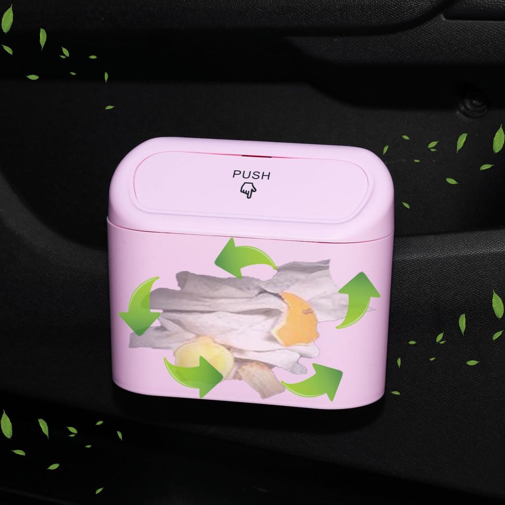 1pc Car Trash Bin, a Mini Multifunctional Garbage Container That Hangs On The Back of The Car Seat Or Door,Designed with a Lid