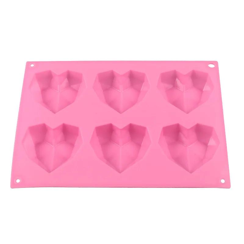 Herzförmige Silikon-Kuchenform, Silikon-Backform für Gebäck, 3D-Diamant-Herzform, Kuchen, Mousse, Schokolade, Silikon-Gebäckformen