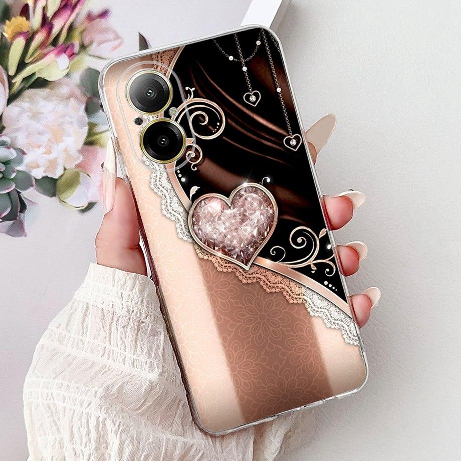 For Realme C67 4G 5G / Realme 12 Lite 4G Case RMX3782 RMX3890 Clear Soft TPU Cover Colorful Flower Cute Cartoon Cool Dragon Etui