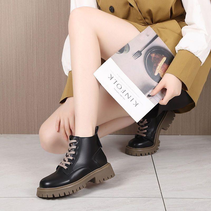 Leather platform Martin boots women's British style 2025 new spring and autumn single boots versatile casual winter short boots