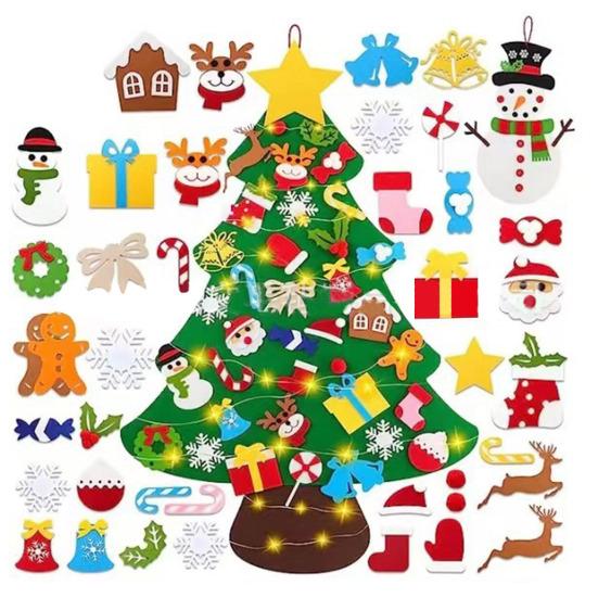 Felt Christmas Tree for Toddlers with Lights DIY Games Kids