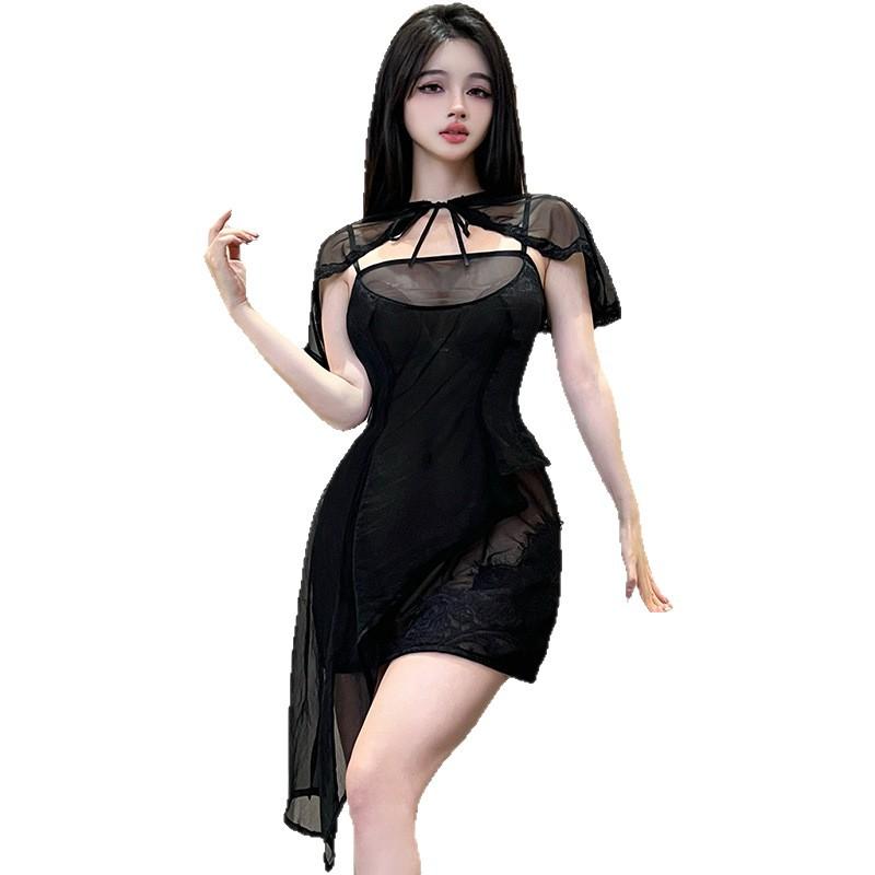 Shi Meisha: Erotische Unterwäsche Damen Spitze Mesh Perspektive Kleid Cheongsam Verführung Cosplay