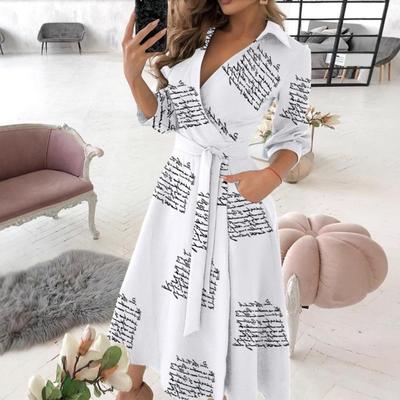 2025 Spring/Summer V-Neck Print Slimming Bodycon Dress for Women