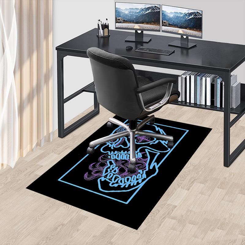 1pc Skull Hair Home Office, Durable Polyester Floor Mat with Easy, Office Decor, Urban Style, Nonslip Backing