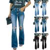 Women's High Waist Washed Women's Jeans Fashionable Versatile Straight Leg Pants
