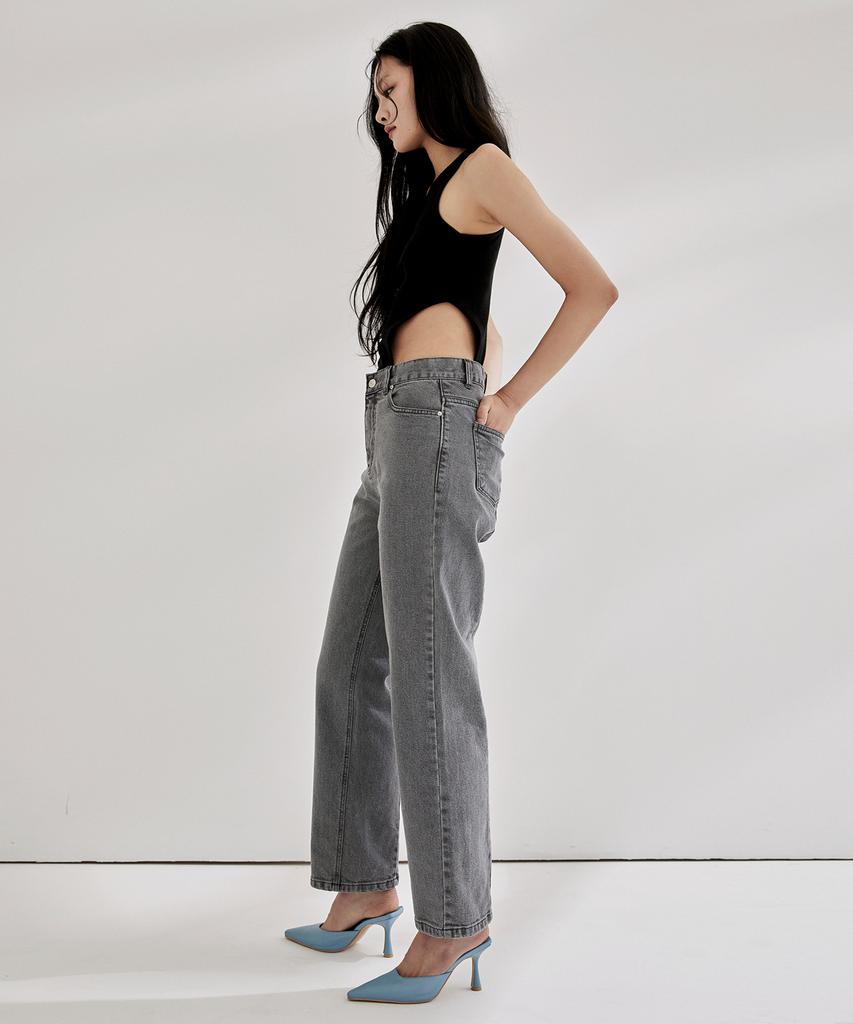 ONNE Back Paneled Elastin Denim Pants - Gray
