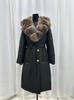 Autumn and Winter New Oversized Real Fox Fur Collar Down Jacket Women's Long Waist Strap-up Thin Thickened Warm Jacket