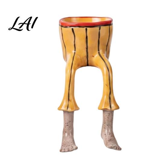 Small Decorative Plant Vase Sitting Human Shaped Resin Planter Creative Flowerpot with Legs Leggy Planter for Indoor Humanoid Succulents &