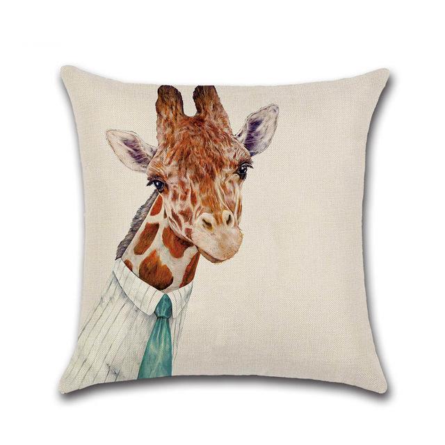 Cute Cartoon Elephant Pattern Throw Pillow Case Dog Cat Owl Fox Cotton Linen Decorative Pillowcases Kussensloop Almohada Zt243