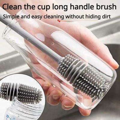 Washing Cup, Rotating Cup Brush, Milk Bottle Brush, Special Long Handle Gap Tea Stains Cleaning, Hard Hair Silicone Brush