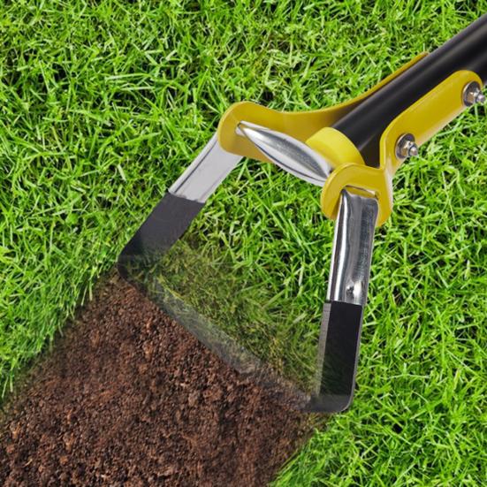 Double-Ended Garden Hoe & Weeder Heavy Duty Scuffle Hoe for Soil Loosening & Weed Removal 30-72 Inch Height Adjustable Long Handle Garden Tool for