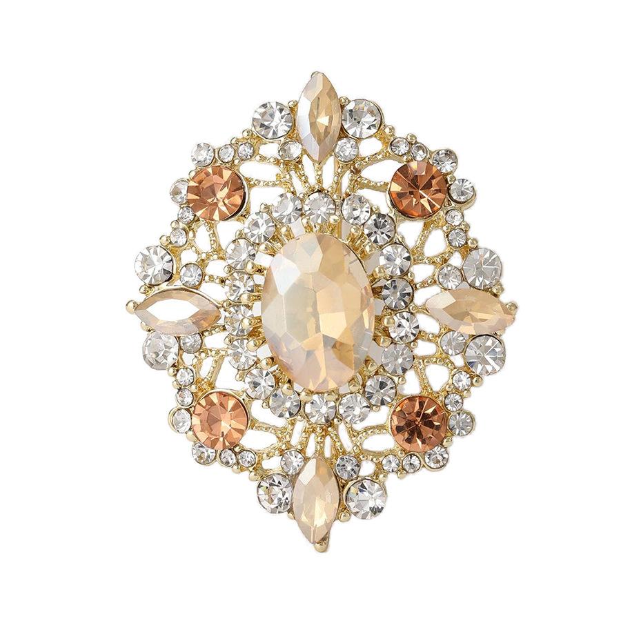 European and American court retro brooch high-end female luxury crystal badge trendy personality temperament pin coat corsage accessories