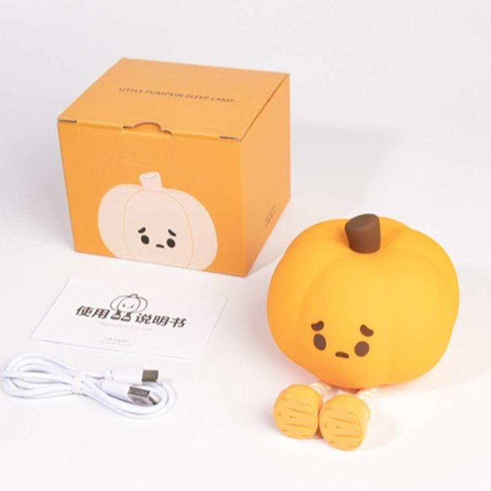 

Cute Pumpkin Night Lights Timing Bedside Light Soft Silicone LED Lamp Home