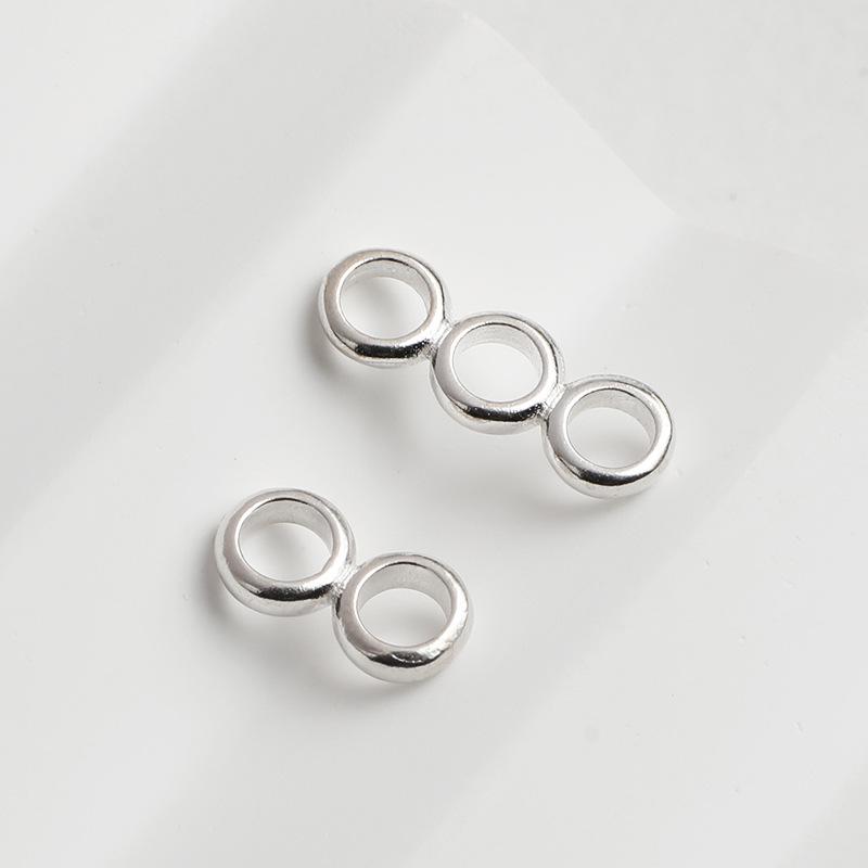 Sterling Silver S925 Double Ring Spacer Beads Hand Chain for DIY Bracelets & Necklaces