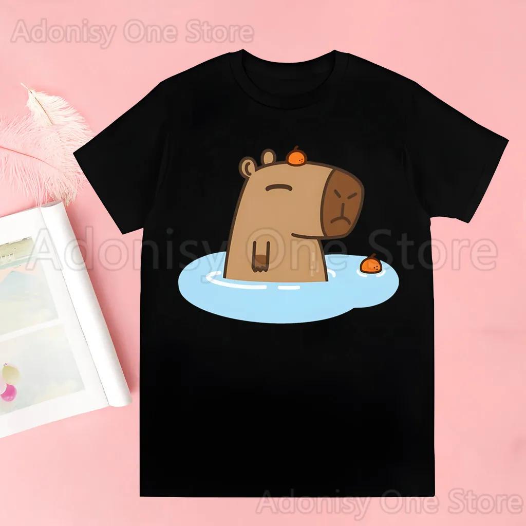 

Kawaii Capybara Men Summer Short Sleeve Fashion Print Men T-shirts Top T Shirt Unisex Mens Graphic Male Tee T-Shirt S