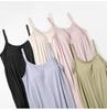Women's Summer Strappy Nightgown with Built-in Bra - Loose & Long Pajama Dress