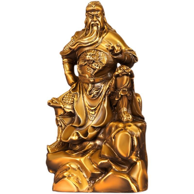 Reading Gong All Loyalty Yu Guan Er Ye Home Study Office Desktop Decoration Small Copper Statue