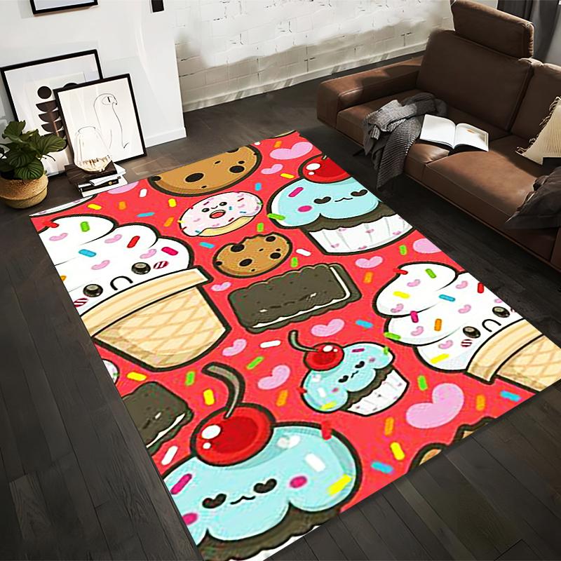 

Colorful Cartoon Ice Cream and Dessert Pattern Carpet for Kids Room Suitable for use as an anti-slip for living room bedroom sofas 40x60cm( 15x23in )