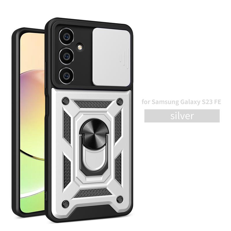 For Samsung Galaxy S23 FE S23FE Case Slide Camera Armor Phone Case For Samsung S23 Fe S23 FE Car Magnetic Holder Ring Back Cover