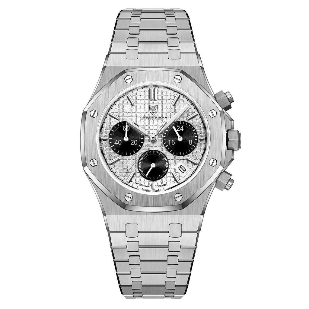 Fashion Man Wristwatch Waterproof Stainless Steel Luminous Men Watch Chronograph Date Luxury Quartz Men's Watches