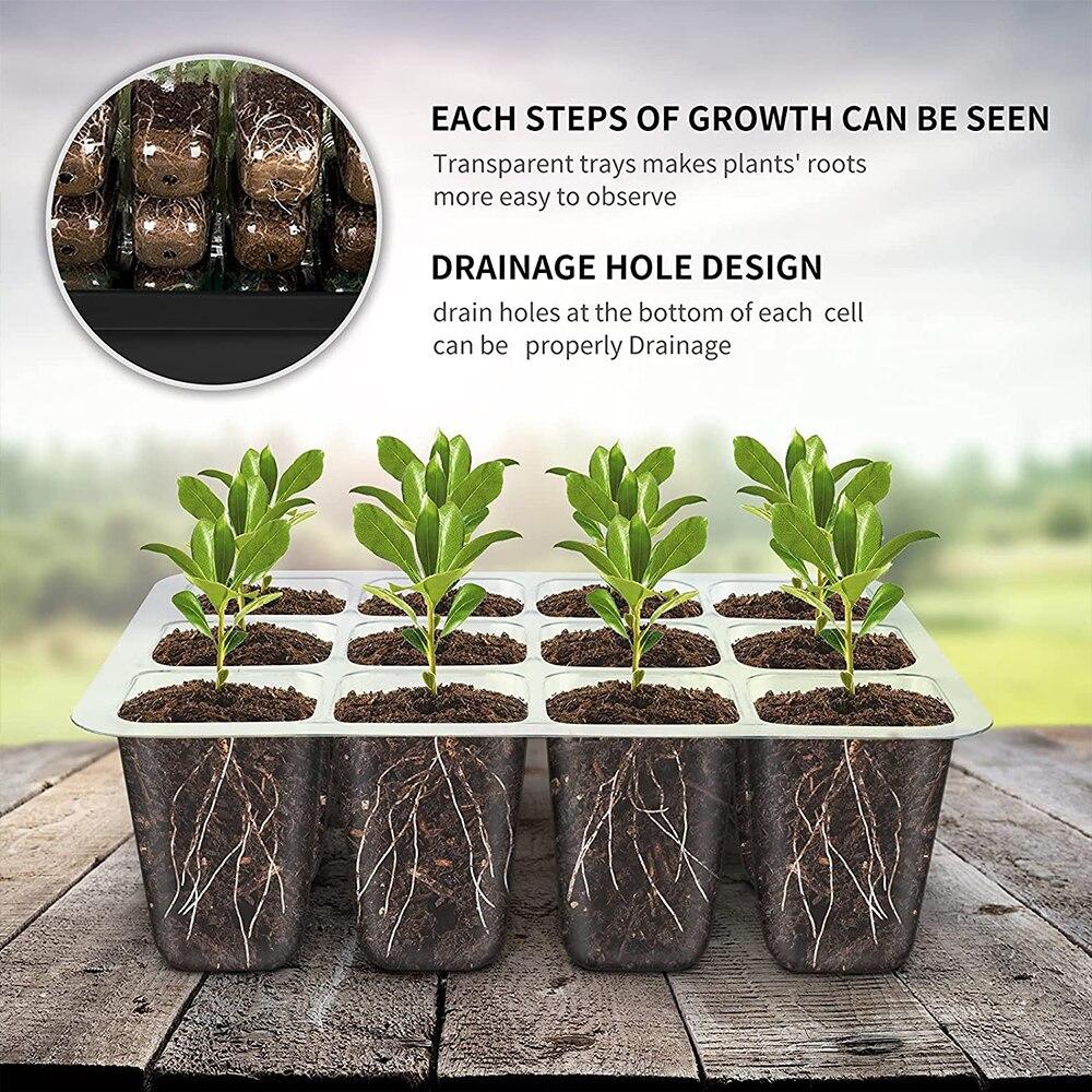 Grow Light with Seed Starter Tray Full Spectrum 5 PCS Seeding Kit Tools Germination Growing Lamp for Indoor Greenhouse 12 Cells