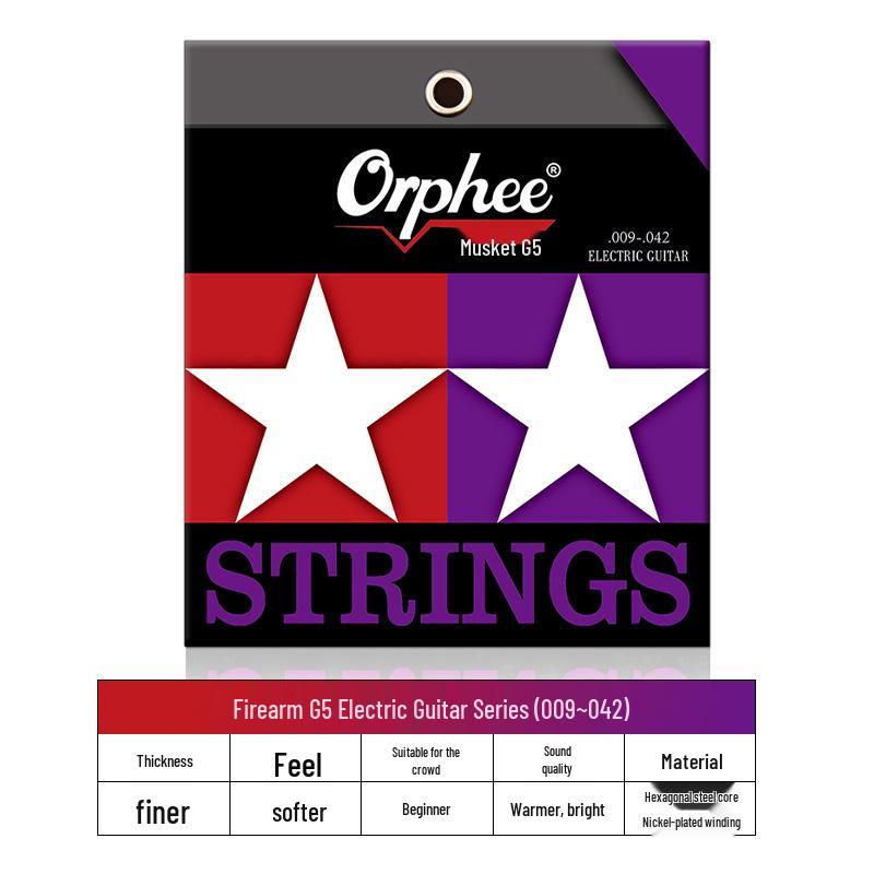 Orphee Electric Guitar Strings Fire Gun G Series, Rustproof Double Coating, Set of Strings