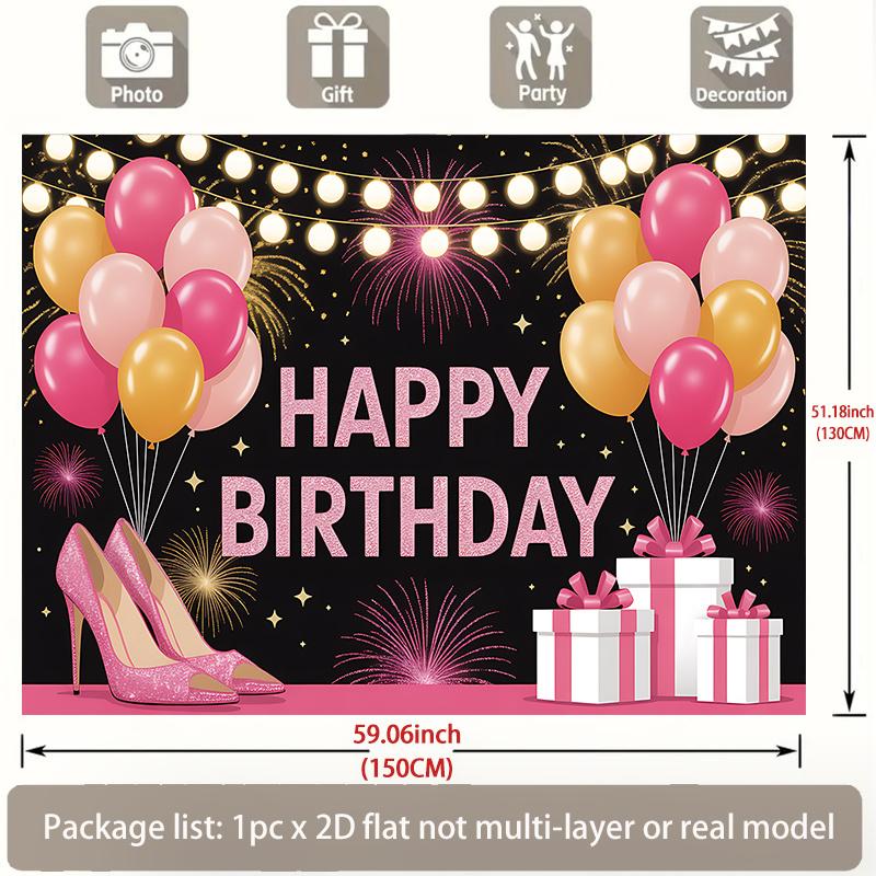 Birthday Celebration Party Banner, Polyester Photo Backdrop for Home Room Wall Decor and Gifts