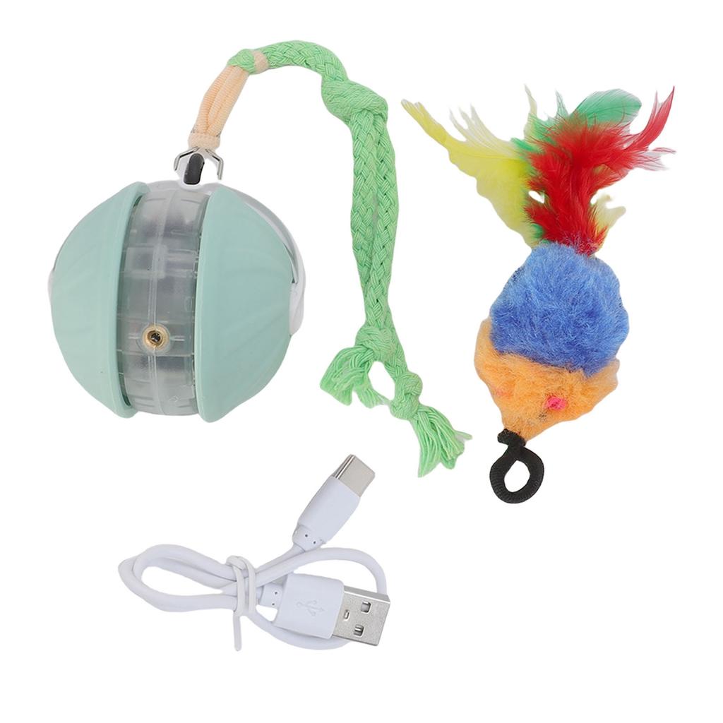 Interaktiver Katzenspielzeugball Automatisch Bewegend Werfend Rollend Haustier Smartball mit Seil für Hundespiel