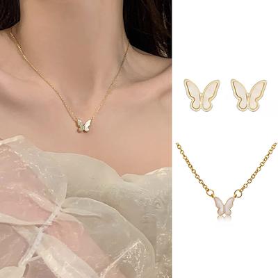 Luxus Schmetterling Schlüsselbeinkette Elegantes Temperament Ohrring Damenschmuck Geschenk