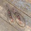 Huajie Boho Ethnic Style Oval Round Shape Pendant Earrings for Women Natural Stones Retro Fashion Ear