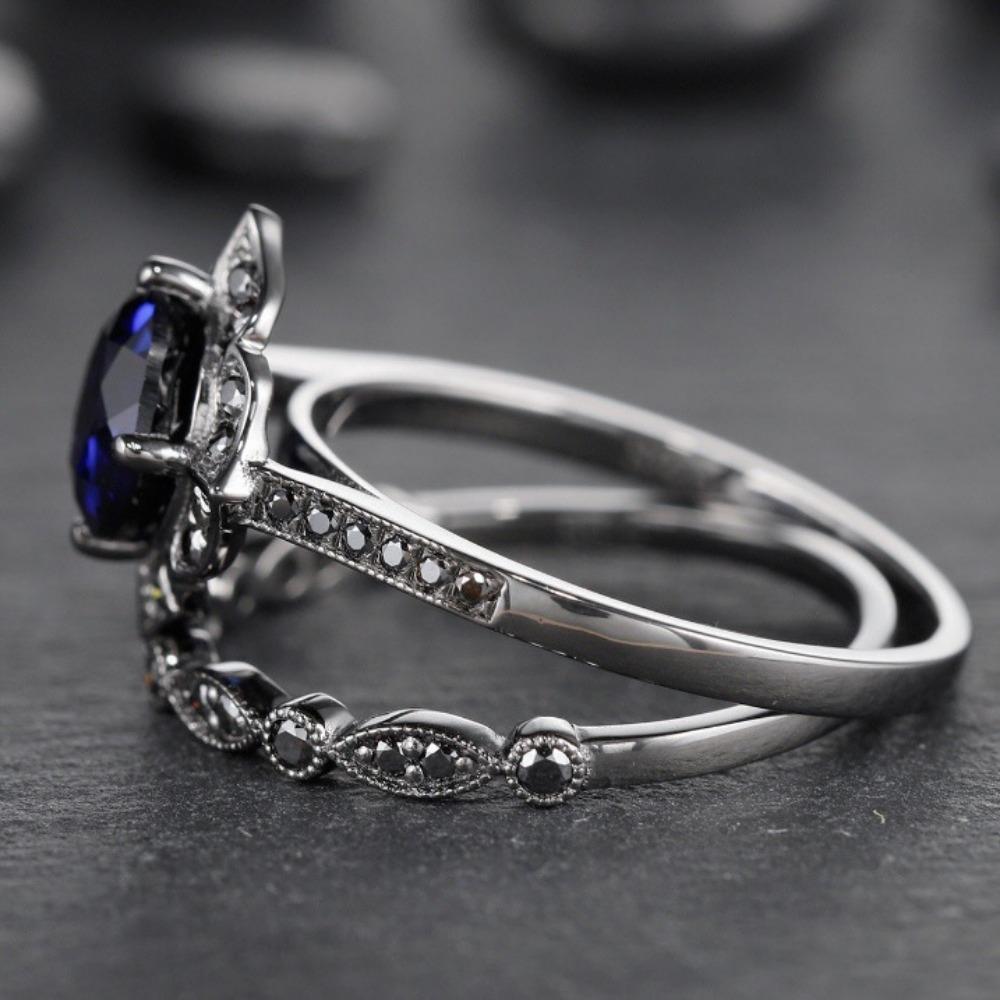 Luxury Women's Ring Creative Darth Vader Jewelry Couple Ring Simple Blue Diamond Flower Ring