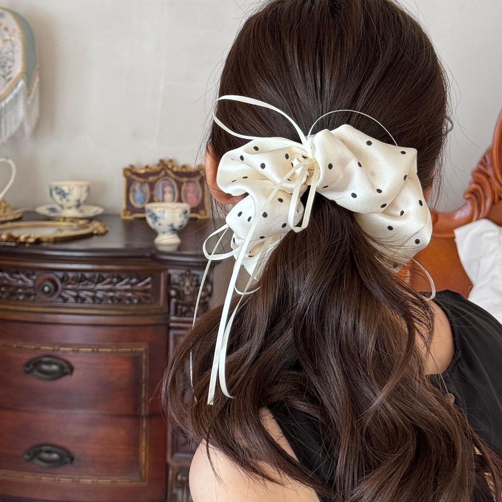 Polka Dot Large Intestine Hair Band, Ribbon Ribbon, Bow Tie, Fairy Headwear, Ballet-style Headwear, Leather Band Hair Accessory